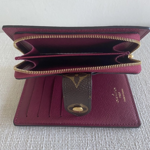 LOUIS VUITTON  Damier Ebene Juliette Wallet Bordeaux Wine Leather & LV Monogram - Picture 5 of 8